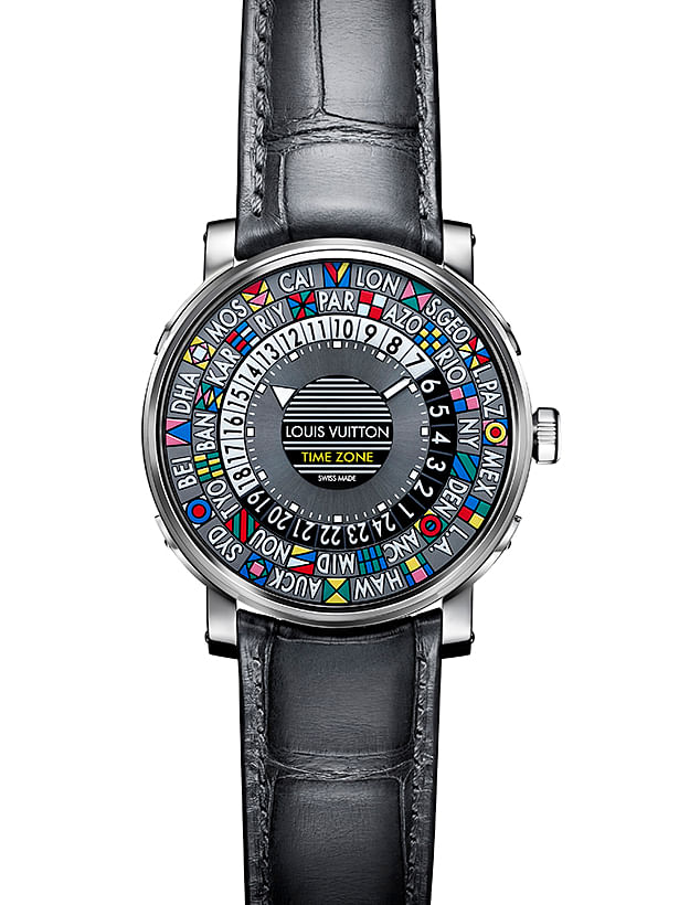 Louis Vuitton Escale Time Zone自动上链机械机芯、精钢钛金表壳、鳄鱼皮表带腕表 (价格未定）